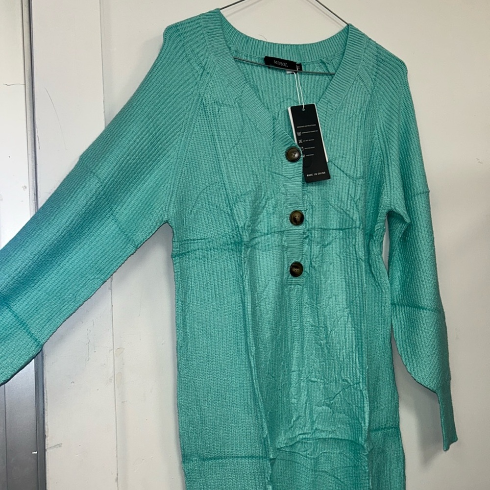MIROL V-Neck Button Down Sweater Dress Long Sleeve